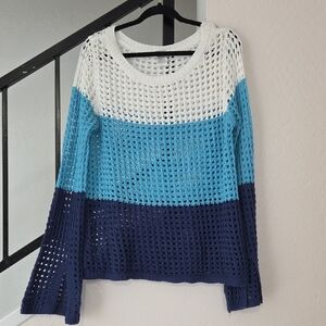Blue and White Knit Sweater